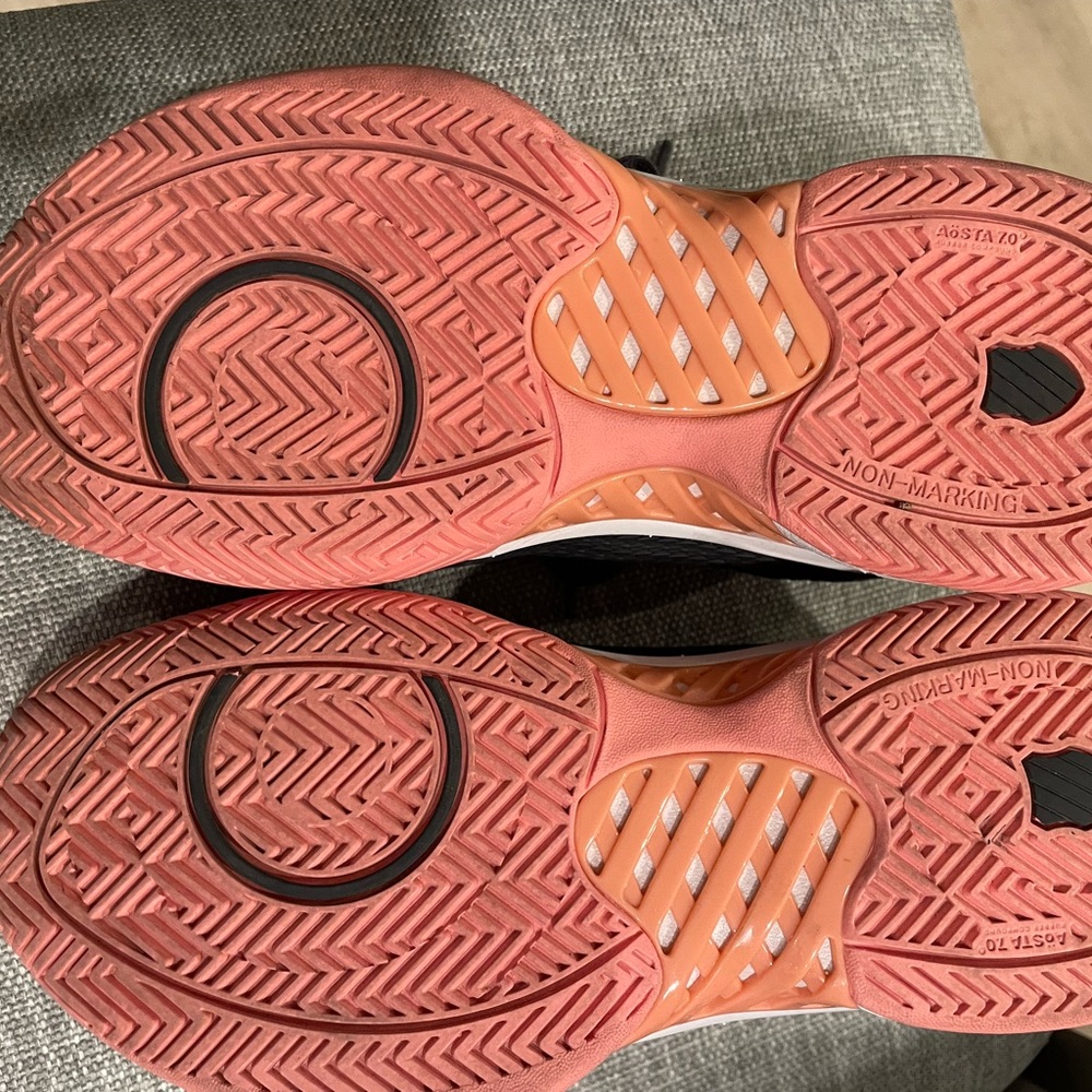 Pickleball -Adidas Women's Dark Gray and Pink Athletic Shoes - Picture 3 of 7